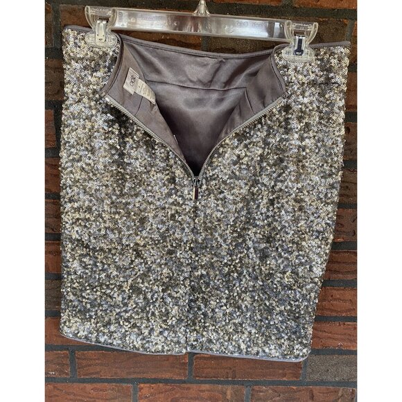 Cache Silver Sequin Skirt Size 4 Straight Pencil Party Lined Back Zipper NWT - Picture 10 of 12